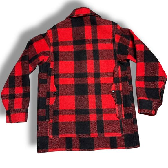 Vintage 60s Filson Mackinaw Cruiser Red Black Buffalo Check Plaid Wool Jacket S - Picture 3 of 10